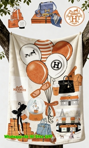 Luxury Hermès Collage Art Flannel Sofa Throw Blanket IMG_4929